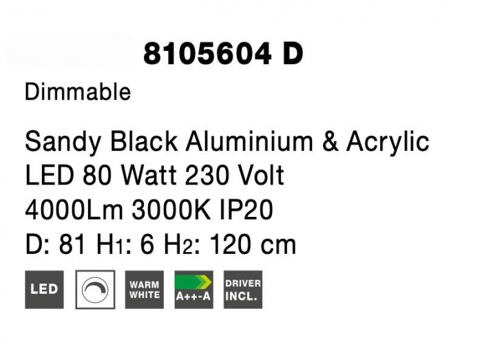 Lustra moderna rotunda LED dimabila Idalia diverse dimensiuni, neagra/gri/maro/alba, 8105620 - Novaluce [21]