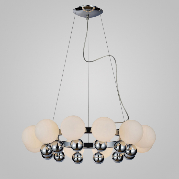 Lustra moderna rotunda Mina 65x65 cm, 12 becuri, elemente glob metal crom, AZ 0095 - Azzardo [4]