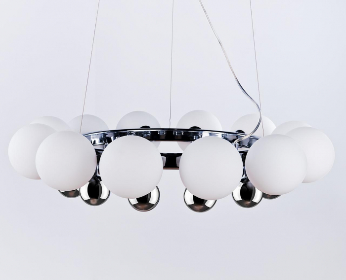 Lustra moderna rotunda Mina 65x65 cm, 12 becuri, elemente glob metal crom, AZ 0095 - Azzardo [3]