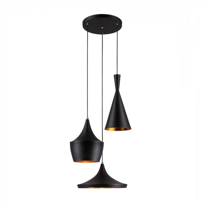Lustra moderna suspendata cu 3 pendule Wiko 70 cm, alb/negru cu auriu, stil industrial, AZ 1338 - Azzardo [2]