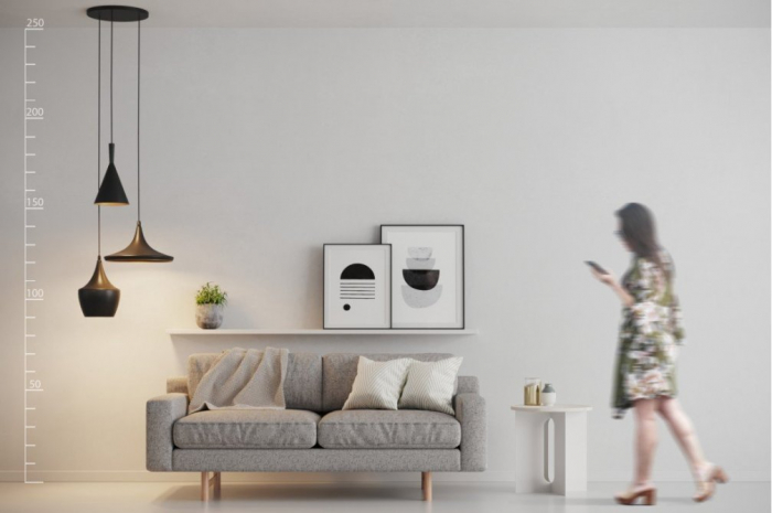Lustra moderna suspendata cu 3 pendule Wiko 70 cm, alb/negru cu auriu, stil industrial, AZ 1338 - Azzardo [6]