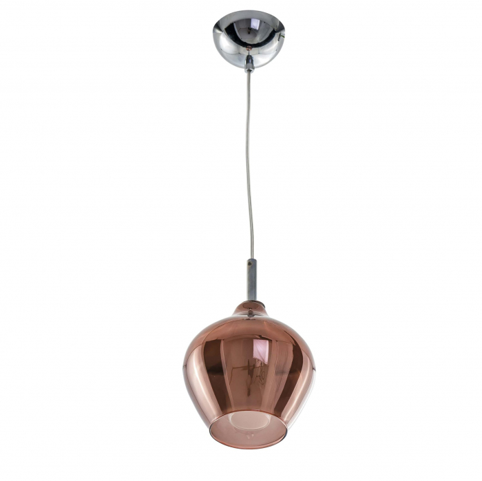 Lustra moderna suspendata Jiro 1 bec, sticla cromata/simpla/armaie si metal, AZ 2148 - Azzardo [3]