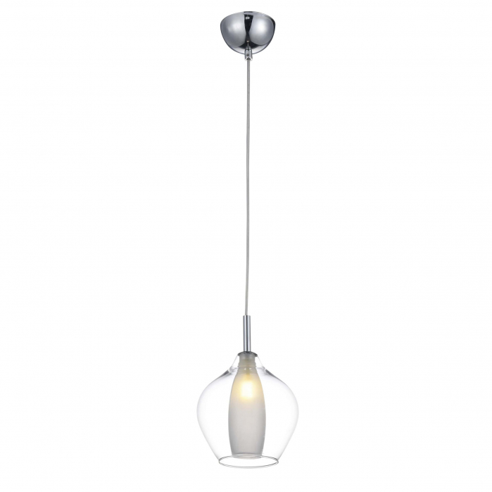 Lustra moderna suspendata Jiro 1 bec, sticla cromata/simpla/armaie si metal, AZ 2148 - Azzardo [2]