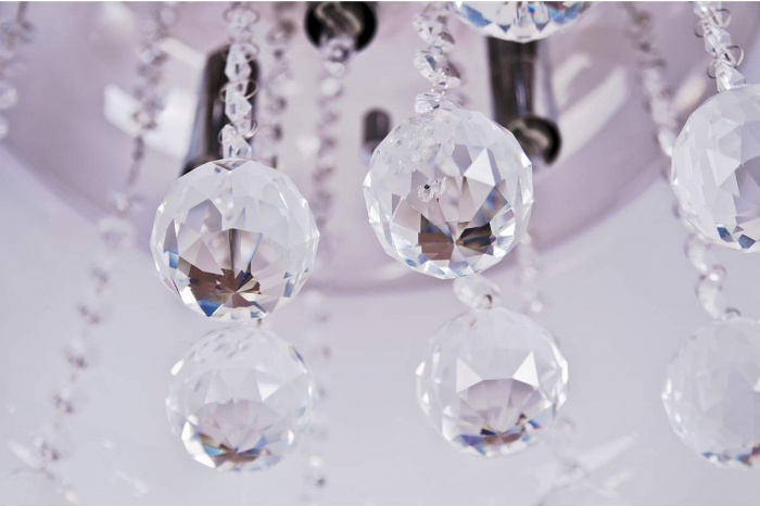 Lustra moderna tip pendul alb lucios Rumya Ball 23x23 cm si cristale, design modern, sticla opal, AZ 3080 - Azzardo [3]