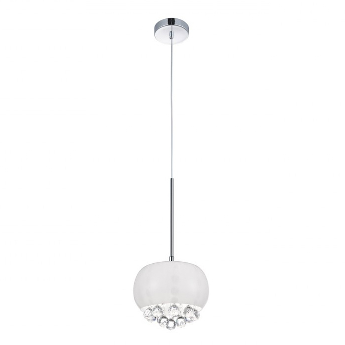 Lustra moderna tip pendul alb lucios Rumya Ball 23x23 cm si cristale, design modern, sticla opal, AZ 3080 - Azzardo [2]