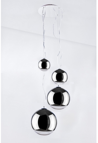 Lustra moderna Yamin 70 cm ∅,  4 becuri forma glob, inaltime reglabila, metal crom/sticla transparenta, AZ 2531 - Azzardo [2]
