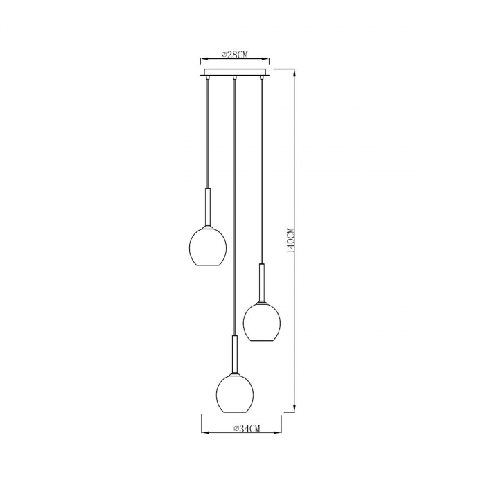 Lustra rotunda MONIC cu 3 pendule in finisajul cuprului, Ø 34 cm, metal/sticla, 003064-001998 - Zumaline [2]