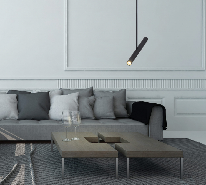 Lustra neagra ajustabila Arcan 20x2x61 cm din metal, design minimalist, P0362 - Maxlight [2]