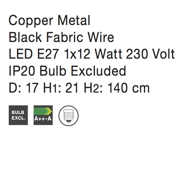 Lustra neagra/alba/cupru tip pendul Namid abajur din tije metalice, Ø 17 cm, 8809701 - Novaluce [9]
