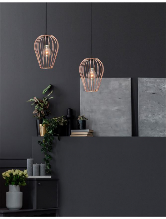 Lustra neagra/alba/cupru tip pendul Namid abajur din tije metalice, Ø 17 cm, 8809701 - Novaluce [7]