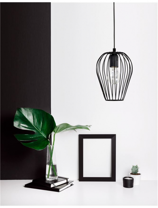 Lustra neagra/alba/cupru tip pendul Namid abajur din tije metalice, Ø 17 cm, 8809701 - Novaluce [2]