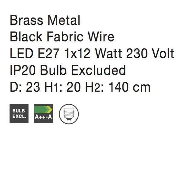 Lustra neagra/aurie tip pendul Calena abajur din tije metalice, Ø 15/23 cm, 8801501 - Novaluce [9]