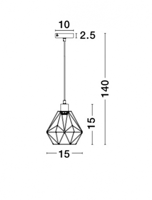Lustra neagra/aurie tip pendul Calena abajur din tije metalice, Ø 15/23 cm, 8801501 - Novaluce [2]