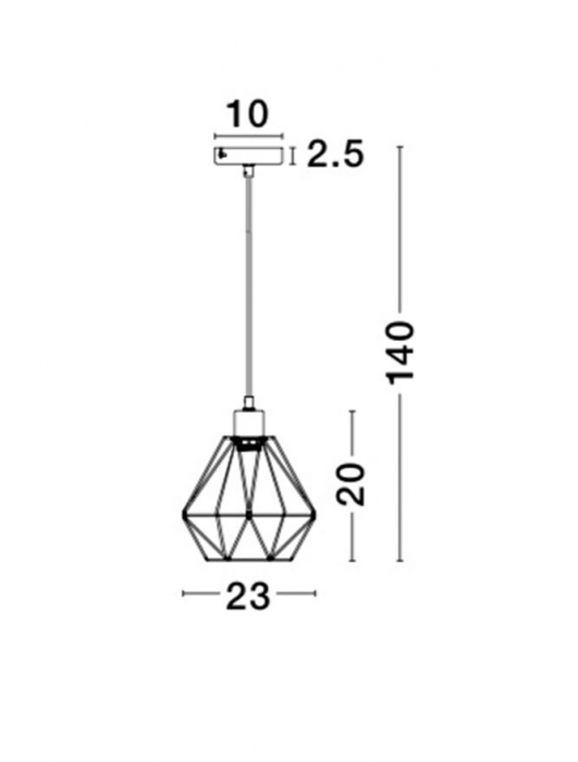 Lustra neagra/aurie tip pendul Calena abajur din tije metalice, Ø 15/23 cm, 8801501 - Novaluce [8]