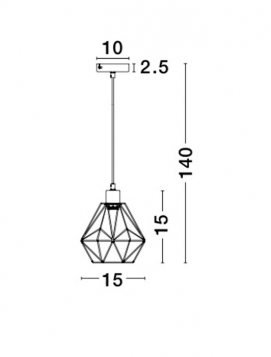 Lustra neagra/aurie tip pendul Calena abajur din tije metalice, Ø 15/23 cm, 8801501 - Novaluce [5]
