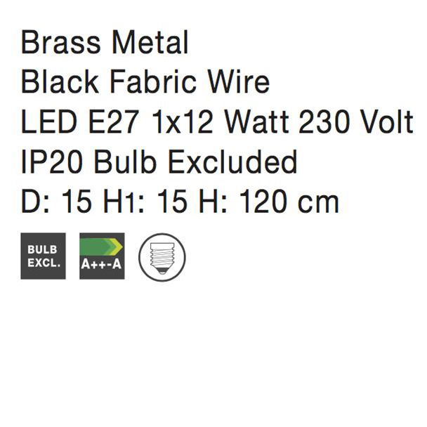 Lustra neagra/aurie tip pendul Calena abajur din tije metalice, Ø 15/23 cm, 8801501 - Novaluce [6]