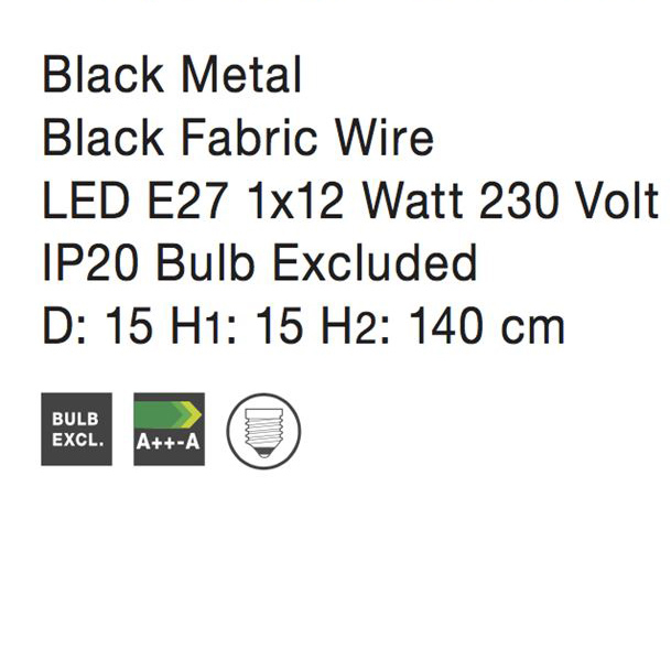 Lustra neagra/aurie tip pendul Calena abajur din tije metalice, Ø 15/23 cm, 8801501 - Novaluce [3]
