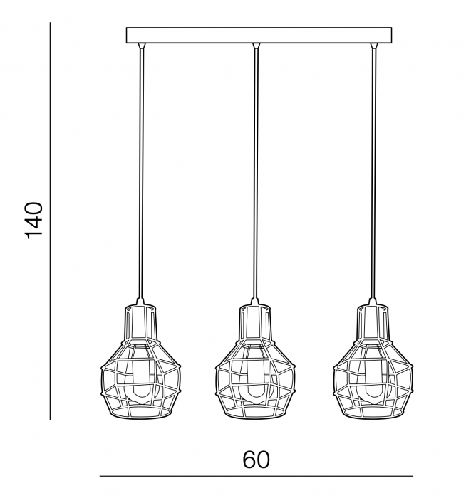Lustra neagra liniara cu 3 pendule stil industrial detalii cupru Alio Line 60 cm, metal, AZ 2141 - Azzardo [5]