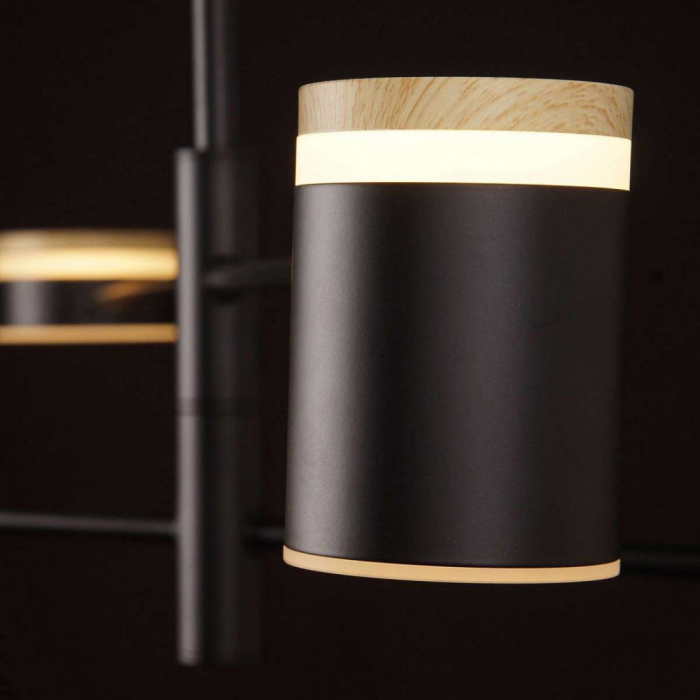 Lustra neagra cu 4/6 spoturi iluminare LED Anahi metal/lemn, P0406 - Maxlight [2]