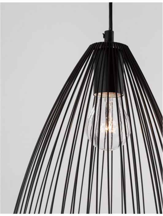 Lustra neagra Delfi, din metal, Ø 23 cm, inaltime reglabila, 9402571 - Novaluce [8]