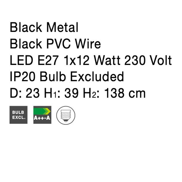 Lustra neagra Delfi, din metal, Ø 23 cm, inaltime reglabila, 9402571 - Novaluce [10]