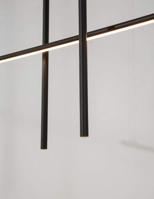 Lustra neagra liniara cu pendule suspendate Gohar 110 cm stil minimalist, iluminare LED, 9088105 - Novaluce [2]