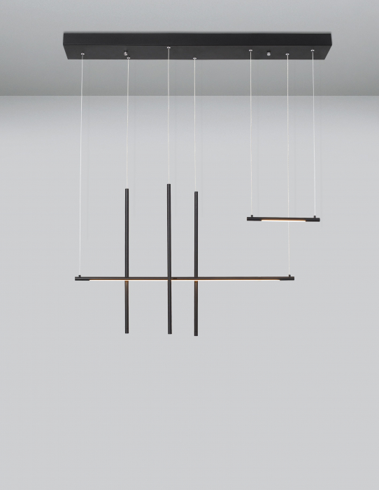 Lustra neagra liniara cu pendule suspendate Gohar 110 cm stil minimalist, iluminare LED, 9088105 - Novaluce [4]