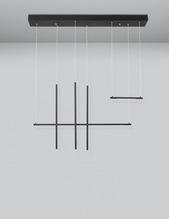 Lustra neagra liniara cu pendule suspendate Gohar 110 cm stil minimalist, iluminare LED, 9088105 - Novaluce [7]
