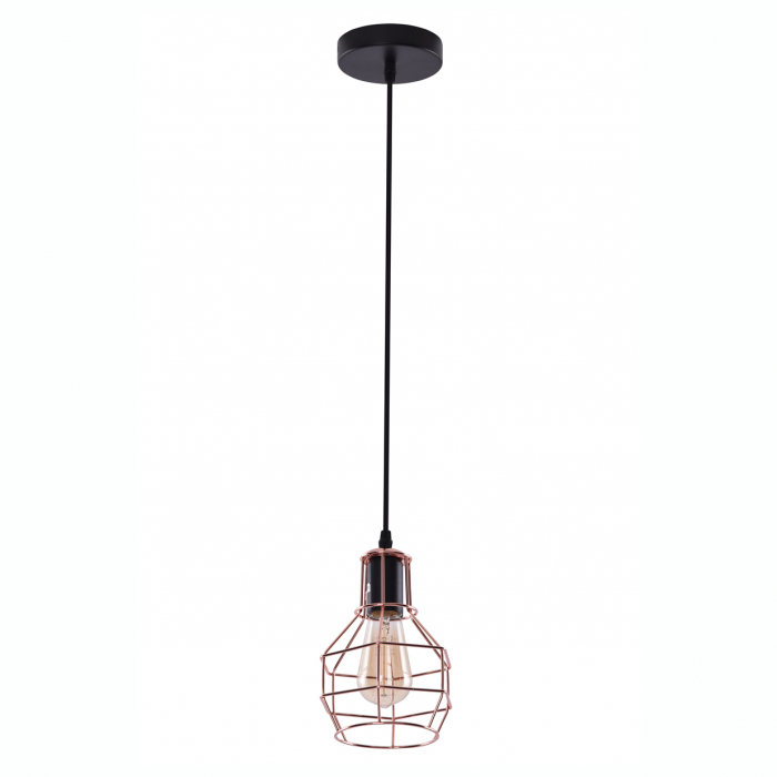 Lustra neagra pendul stil industrial detalii cupru Alio Ø 15 cm, metal, AZ 1659 - Azzardo [2]