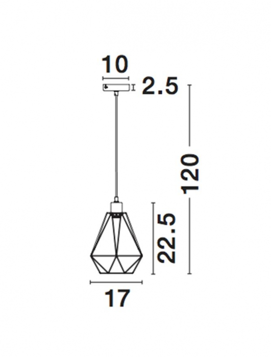 Lustra neagra tip pendul Fredri abajur geometric din tije metalice, Ø 17 cm, 7605180 - Novaluce [3]