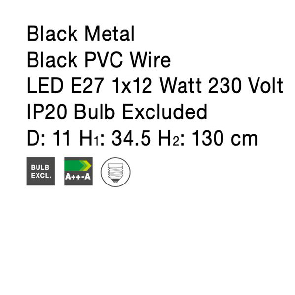 Lustra neagra tip pendul Marena abajur tip plasa metal, Ø 10 cm, 9402435 - Novaluce [9]