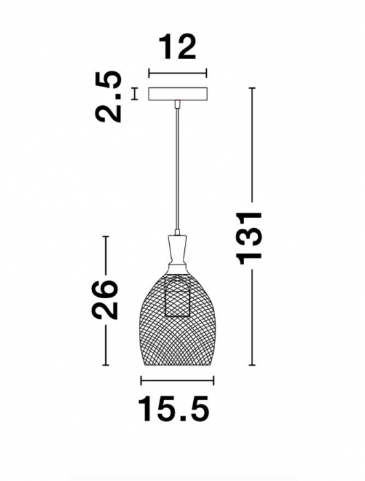 Lustra neagra tip pendul Marena abajur tip plasa metal, Ø 15,5 cm, 9402459 - Novaluce [8]