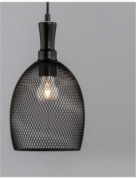 Lustra neagra tip pendul Marena abajur tip plasa metal, Ø 15,5 cm, 9402459 - Novaluce [2]