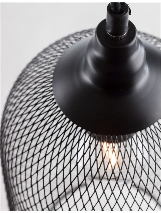 Lustra neagra tip pendul Marena abajur tip plasa metal, Ø 15 cm, 9402436 - Novaluce [5]