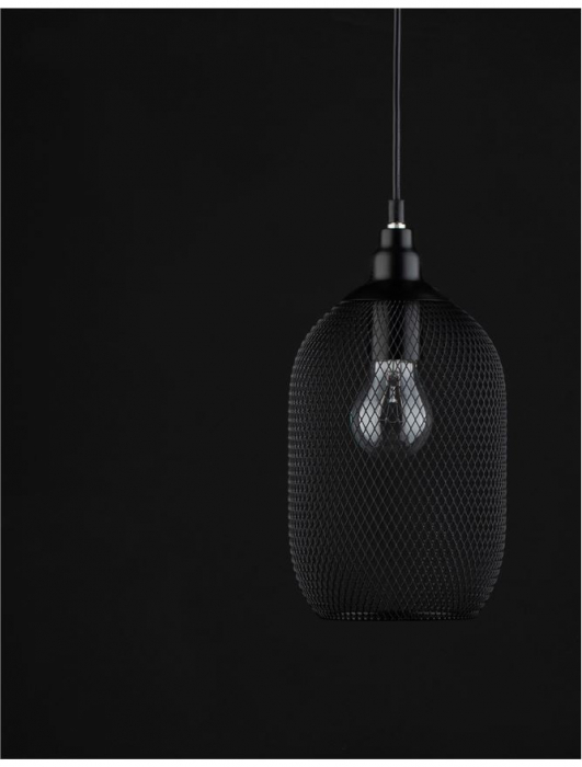 Lustra neagra tip pendul Marena abajur tip plasa metal, Ø 15 cm, 9402436 - Novaluce [9]