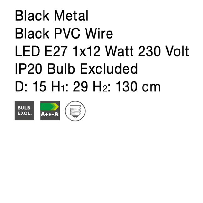 Lustra neagra tip pendul Marena abajur tip plasa metal, Ø 15 cm, 9402436 - Novaluce [12]