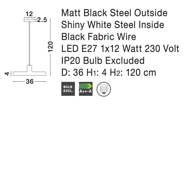 Lustra neagra tip pendul rotund Gardi Ø 36/60 cm, din metal, inaltime reglabila, 540602 - Novaluce [3]