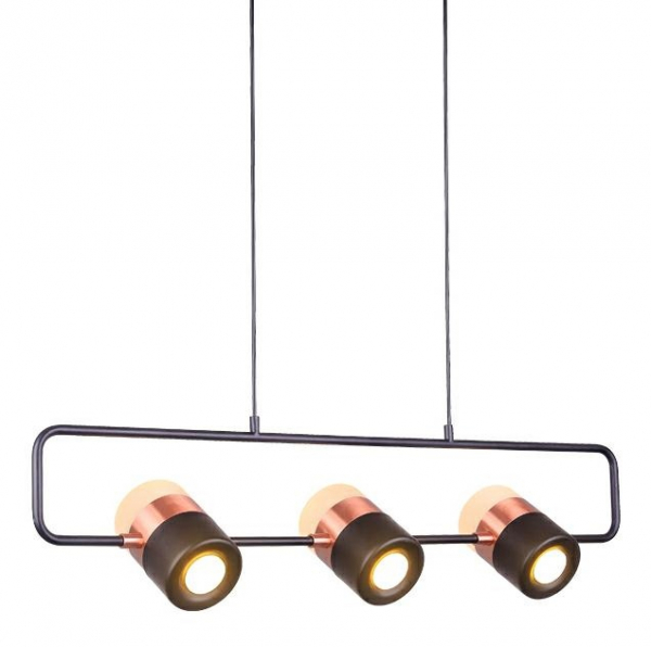 Lustra orizontala design modern Enoch 3 74 cm, cupru/negru, iluminare LED, XCP7598-3 BLACK - King [2]