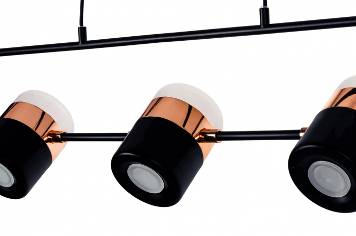 Lustra orizontala design modern Enoch 3 74 cm, cupru/negru, iluminare LED, XCP7598-3 BLACK - King [10]