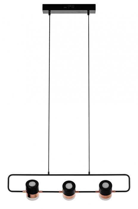 Lustra orizontala design modern Enoch 3 74 cm, cupru/negru, iluminare LED, XCP7598-3 BLACK - King [8]