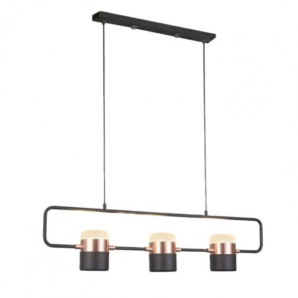 Lustra orizontala design modern Enoch 3 74 cm, cupru/negru, iluminare LED, XCP7598-3 BLACK - King [4]