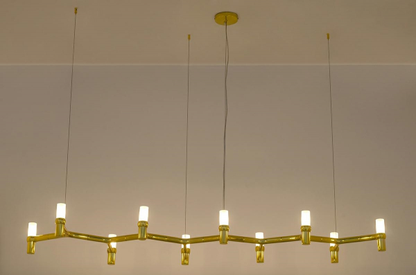 Lustra orizontala design modern Oskar Long 175 cm, crom/auriu, DW-d1005-10C.GOLD - King [6]