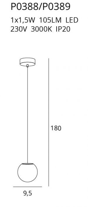 Lustra pe cablu aurie/crom Fuentes cu glob stricla transparent, P0389 - Maxlight [3]