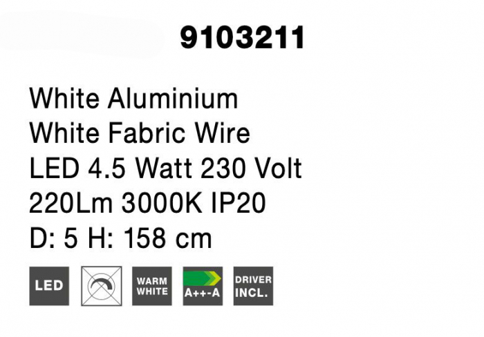 Lustra pe cablu Chgai 5x5 cm forma rotunda, iluminare LED, 9103211 - Novaluce [5]