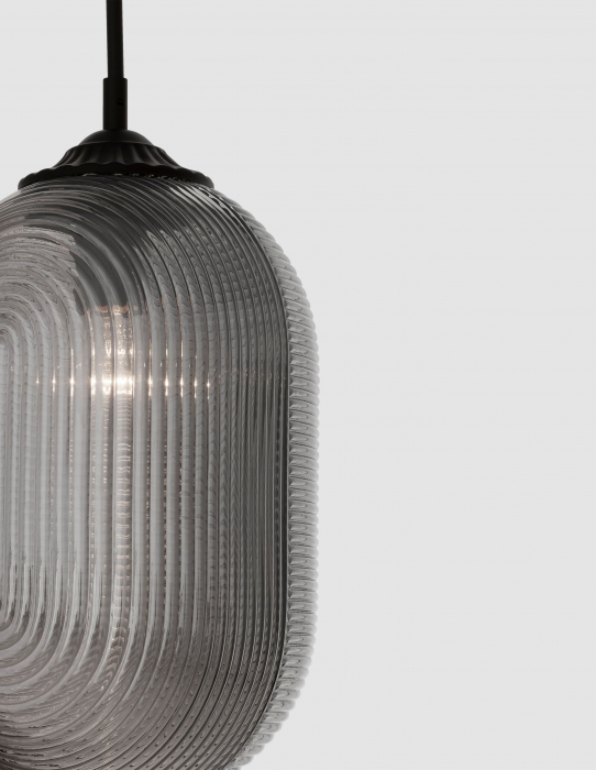 Lustra pe fir cilindrica Paz sticla alba/galbena/fumurie, design retro, 9119110 - Novaluce [4]