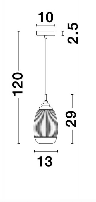 Lustra pe fir retro sticla transparenta Niraj Ø13 cm forma ovala, detalii metal auriu satinat, 9738212 - Novaluce [5]