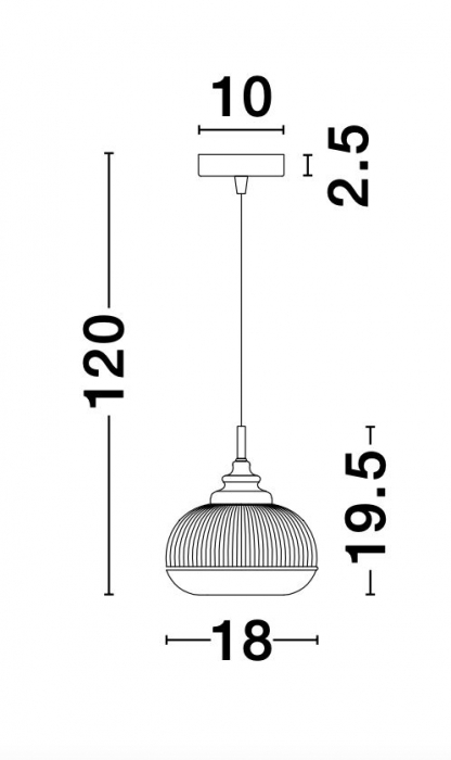 Lustra pe fir retro sticla transparenta Niraj Ø18 cm forma rotunda, detalii metal auriu satinat, 9738211 - Novaluce [6]