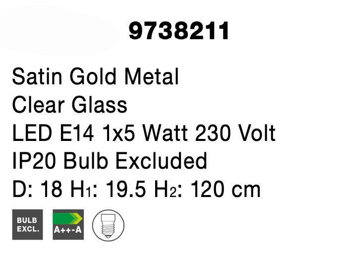 Lustra pe fir retro sticla transparenta Niraj Ø18 cm forma rotunda, detalii metal auriu satinat, 9738211 - Novaluce [7]