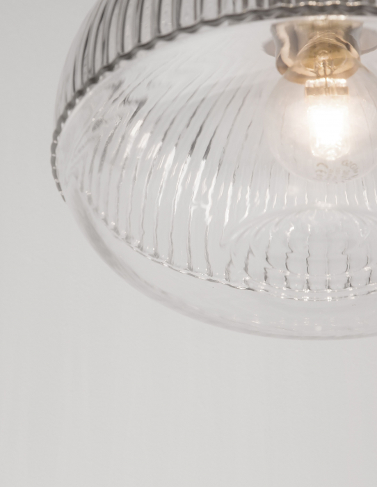 Lustra pe fir retro sticla transparenta Niraj Ø18 cm forma rotunda, detalii metal auriu satinat, 9738211 - Novaluce [3]