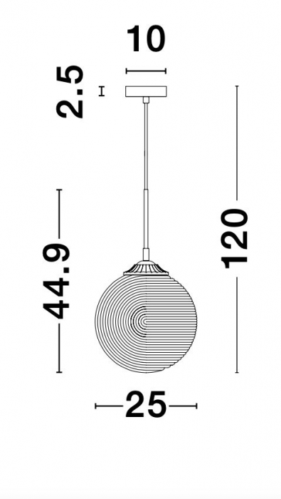 Lustra pe fir rotunda Paz Ø25 cm sticla alba/galbena/fumurie, design retro, 9191212 - Novaluce [8]